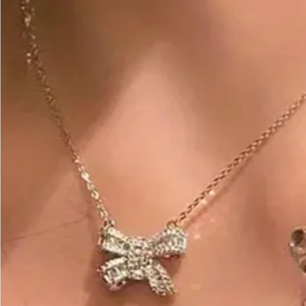 Silver Bow Pendant Necklace - Picture 2 of 4